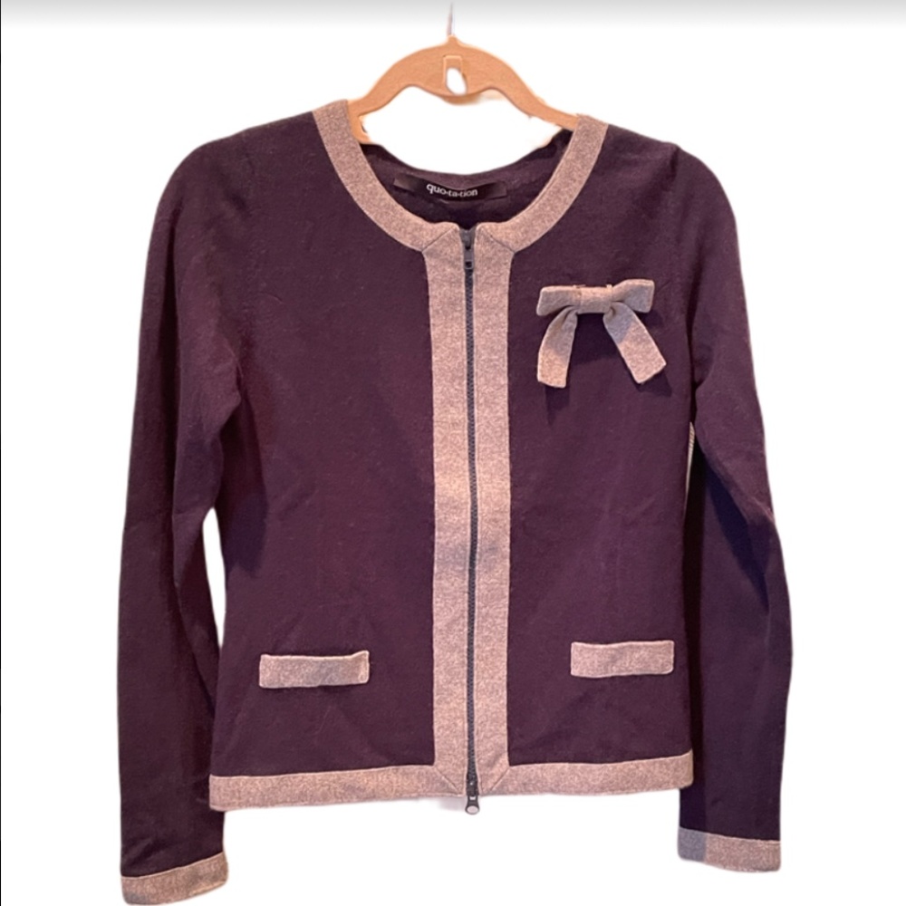 Quotation Clothing Navy Bow Cardigan